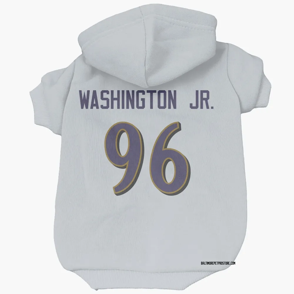 Baltimore Ravens Broderick Washington Jr. White Pet Hoodie for Dog & Cat