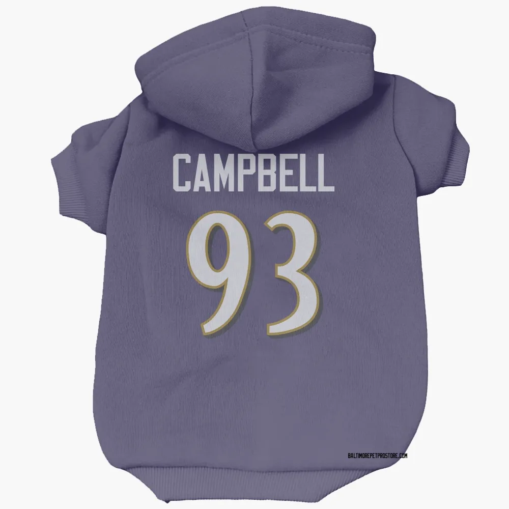 Baltimore Ravens Calais Campbell Purple Pet Hoodie for Dog & Cat