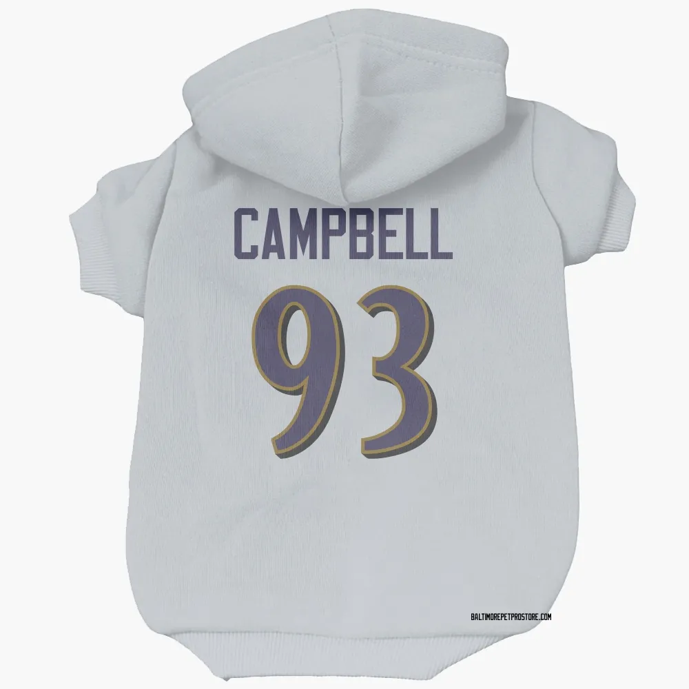 Baltimore Ravens Calais Campbell White Pet Hoodie for Dog & Cat