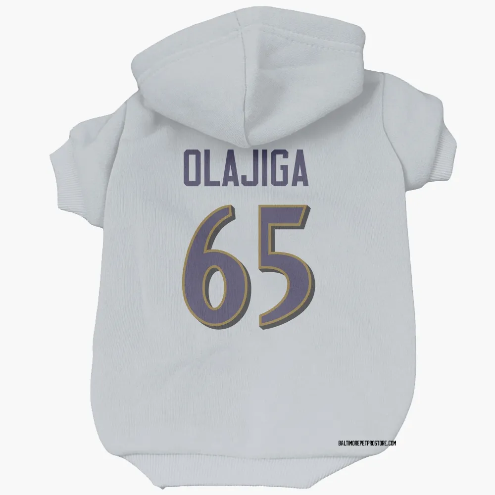 Baltimore Ravens David Olajiga White Pet Hoodie for Dog & Cat