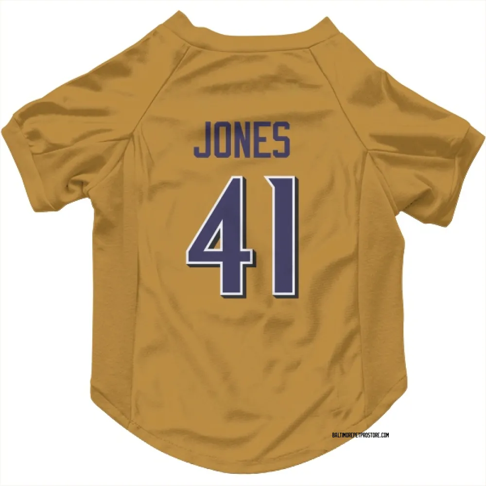 Baltimore Ravens Dre'Mont Jones Gold Pet Jersey for Dog & Cat