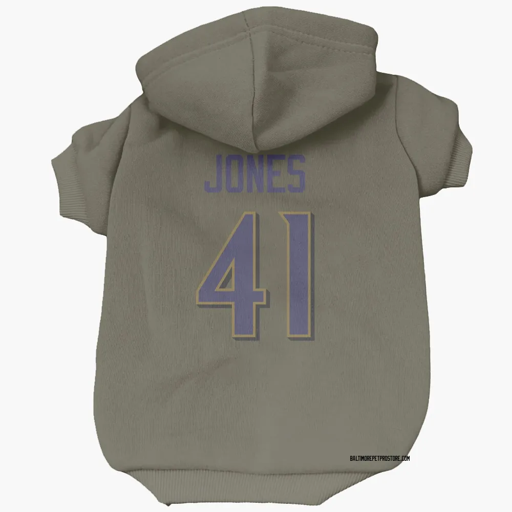 Baltimore Ravens Dre'Mont Jones Olive Pet Hoodie for Dog & Cat