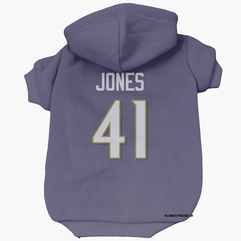 Baltimore Ravens Dre'Mont Jones Purple Pet Hoodie for Dog & Cat
