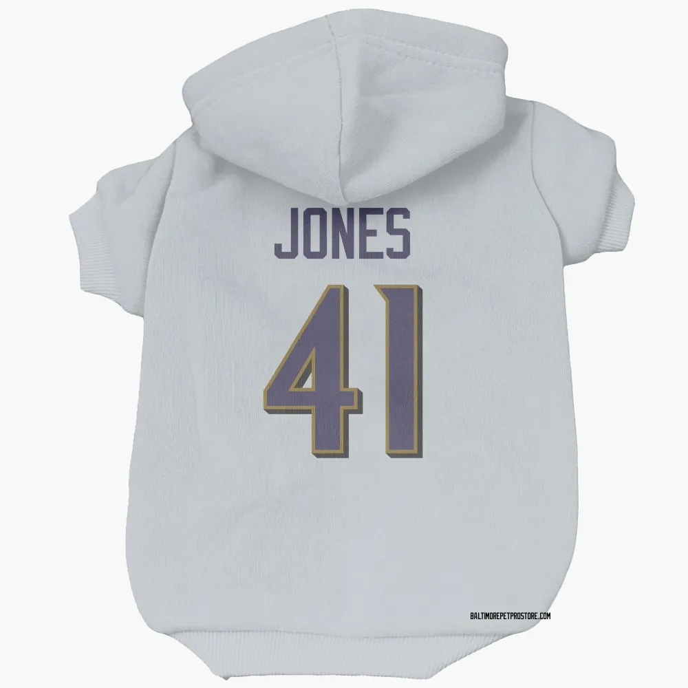 Baltimore Ravens Dre'Mont Jones White Pet Hoodie for Dog & Cat
