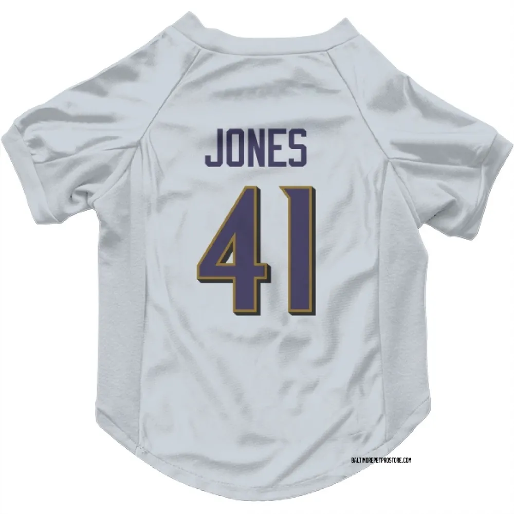 Baltimore Ravens Dre'Mont Jones White Pet Jersey for Dog & Cat