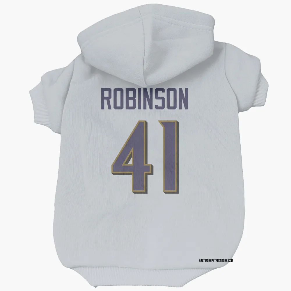 Baltimore Ravens Jahquez Robinson White Pet Hoodie for Dog & Cat