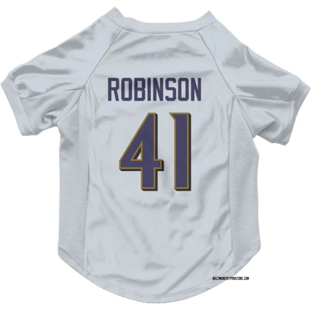 Baltimore Ravens Jahquez Robinson White Pet Jersey for Dog & Cat