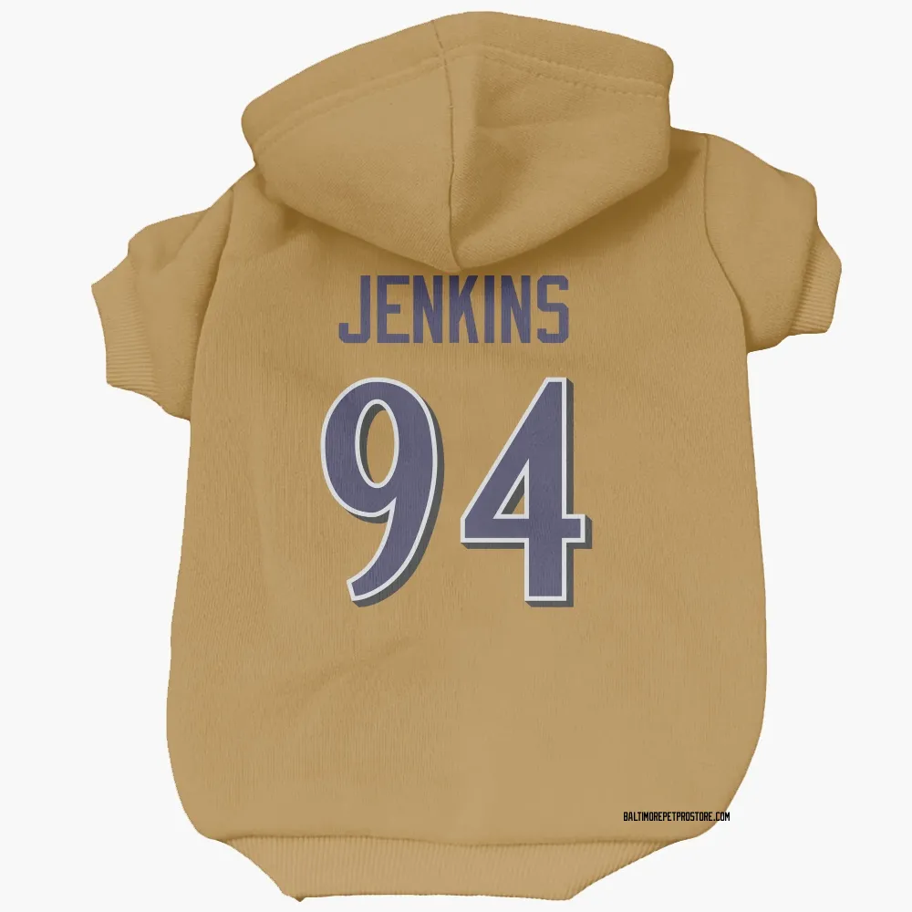 Baltimore Ravens John Jenkins Gold Pet Hoodie for Dog & Cat