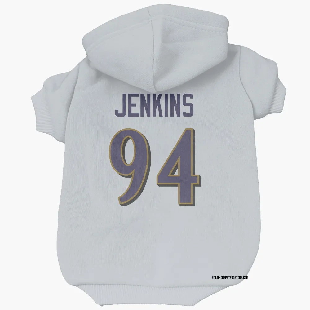 Baltimore Ravens John Jenkins White Pet Hoodie for Dog & Cat