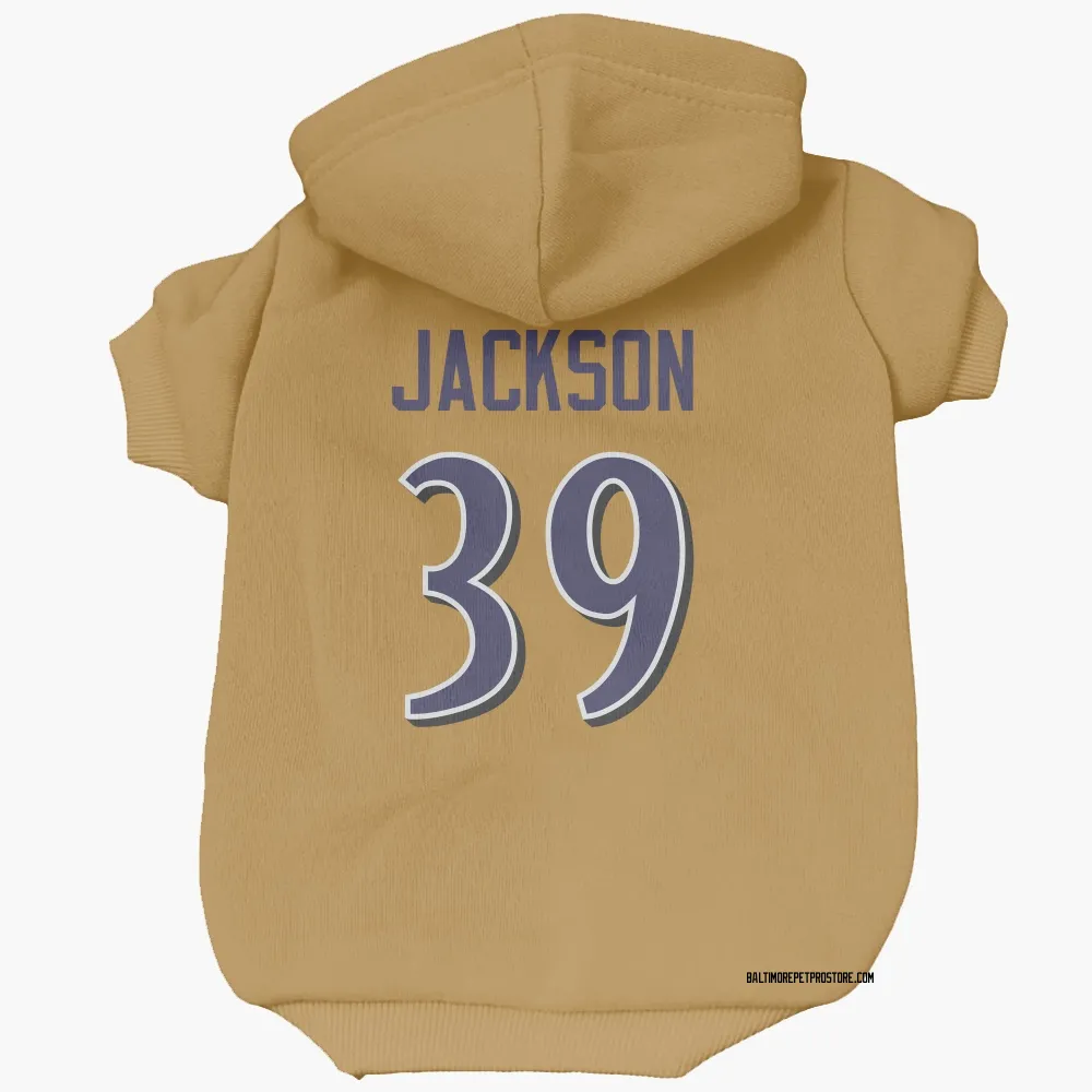 Baltimore Ravens Keondre Jackson Gold Pet Hoodie for Dog & Cat