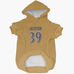 Baltimore Ravens Keondre Jackson Gold Pet Hoodie for Dog & Cat
