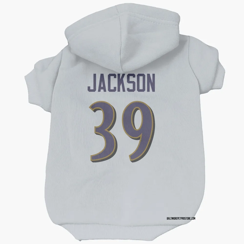 Baltimore Ravens Keondre Jackson White Pet Hoodie for Dog & Cat