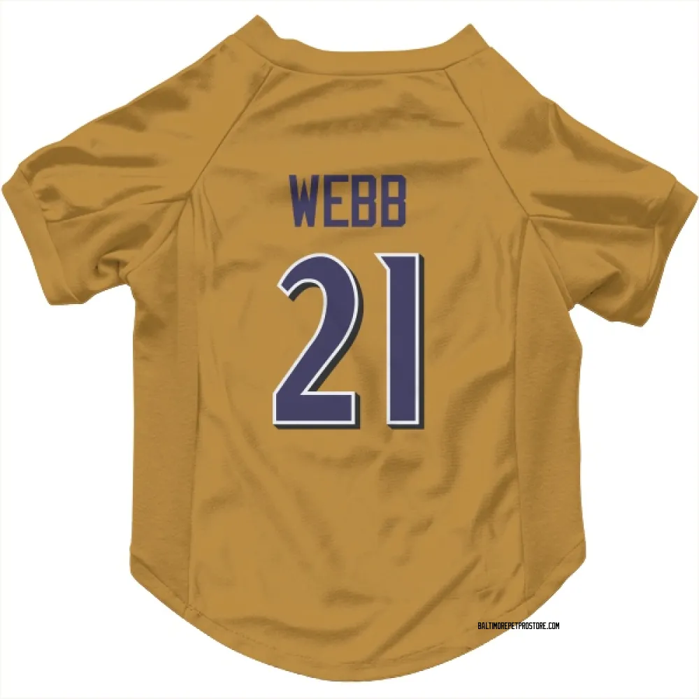 Baltimore Ravens Lardarius Webb Gold Pet Jersey for Dog & Cat