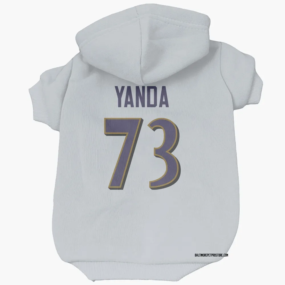 Baltimore Ravens Marshal Yanda White Pet Hoodie for Dog & Cat