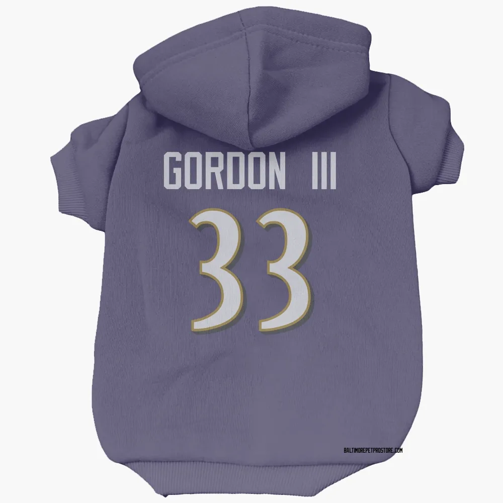 Baltimore Ravens Melvin Gordon III Purple Pet Hoodie for Dog & Cat