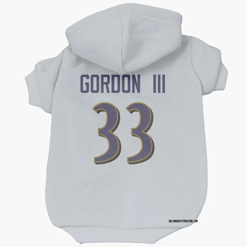 Baltimore Ravens Melvin Gordon III White Pet Hoodie for Dog & Cat