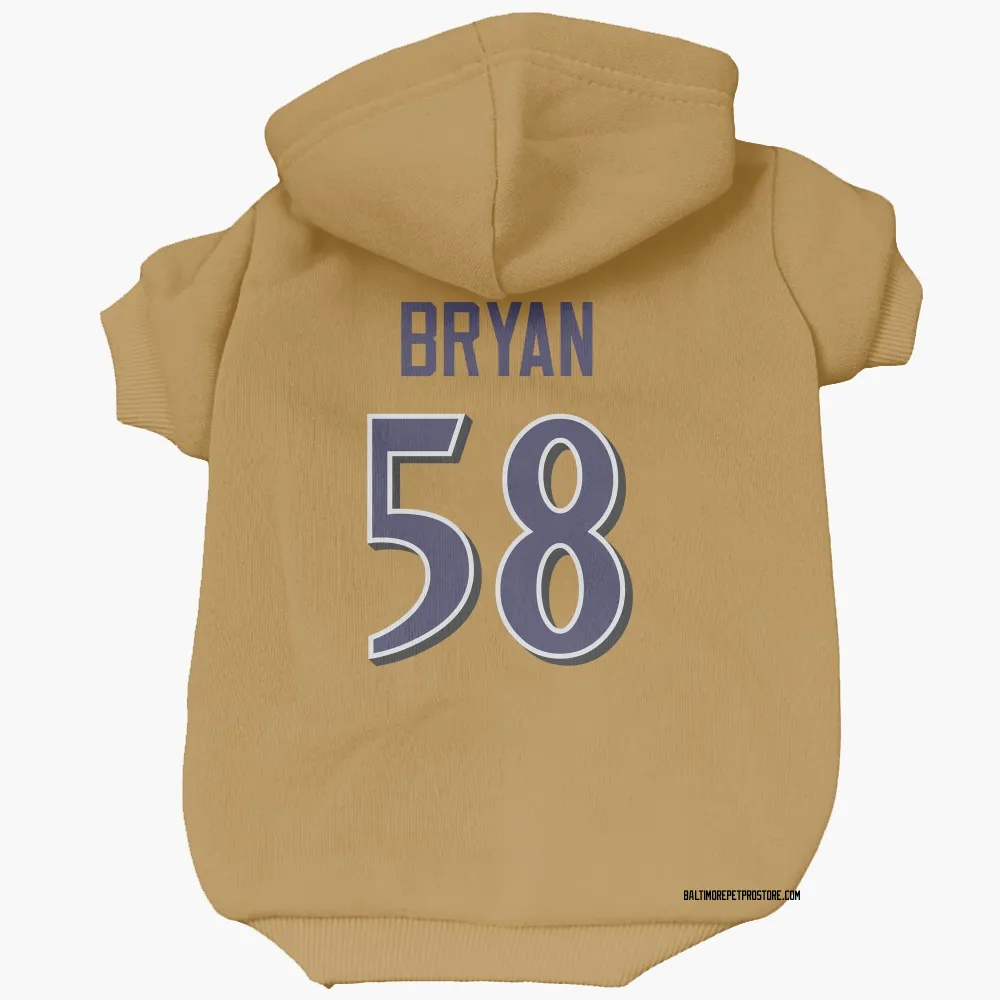 Baltimore Ravens Taven Bryan Gold Pet Hoodie for Dog & Cat