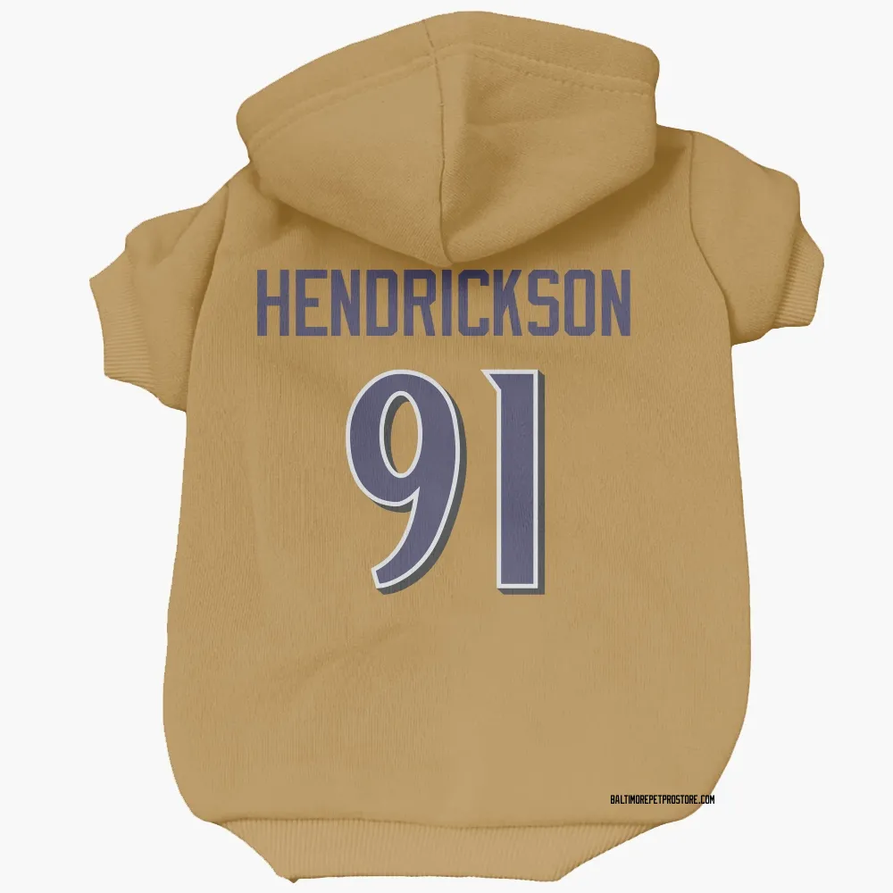 Baltimore Ravens Trey Hendrickson Gold Pet Hoodie for Dog & Cat